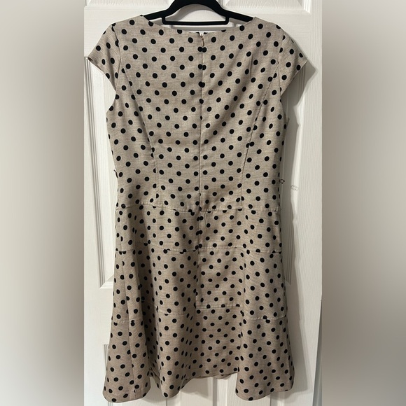 Petite Anne Klein Beige and Black Polka Dot Dress - Picture 3 of 5